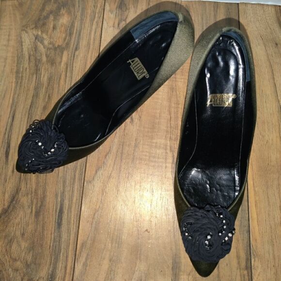Allure Women's Army Green Pumps Size 8 High Heel Career Pointed Toe Party. They - Picture 3 of 8